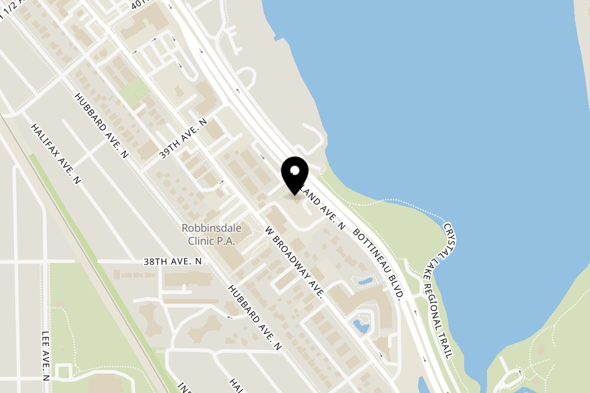 Map showing the location of Mai Thai Restaurant on 3839 Lakeland Ave N in Minneapolis